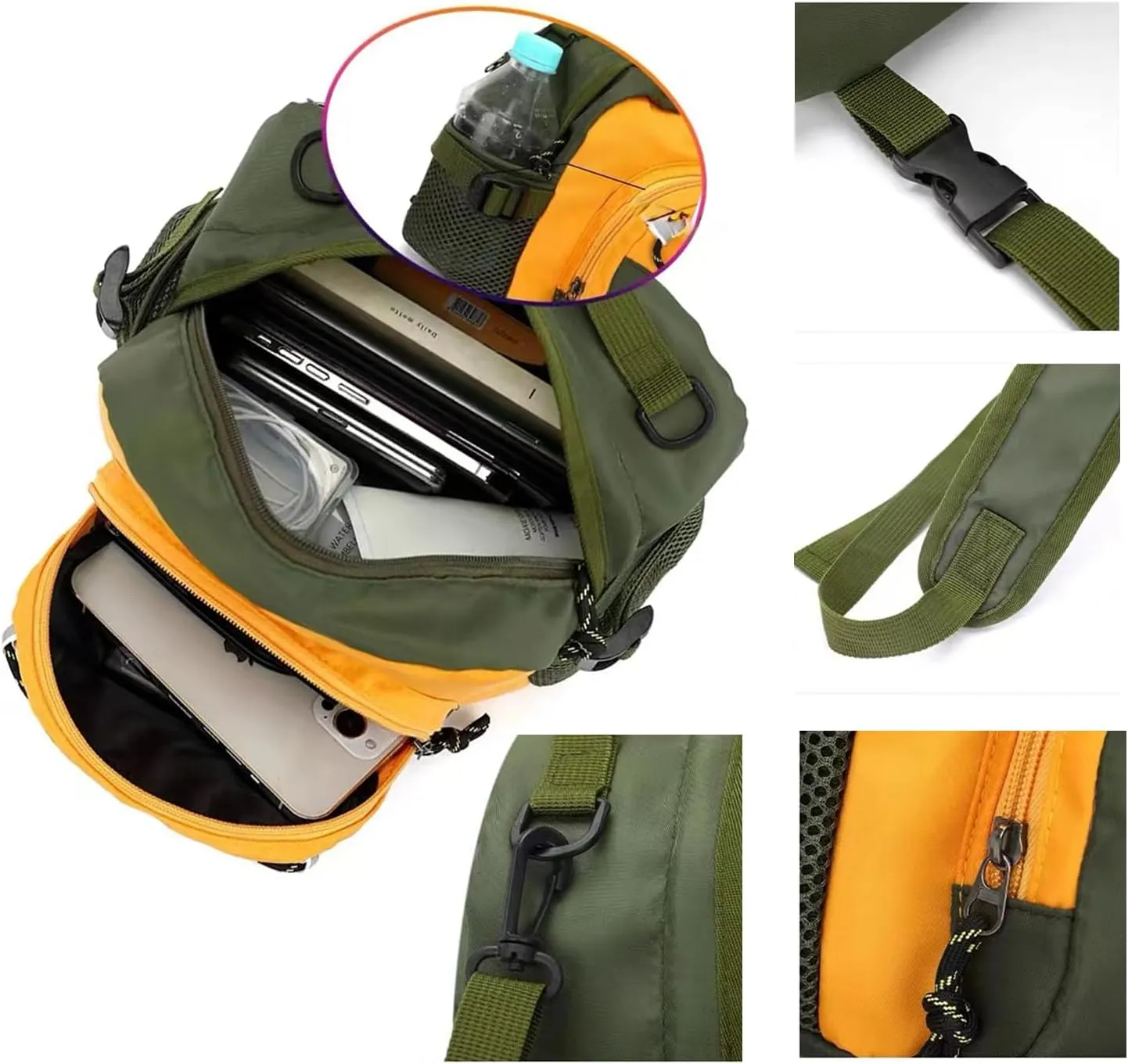 Waterproof Sling Backpack Crossbody Sling Bag for Women Men, Multipurpose Travel Hiking Adjustable Chest Bag Casual Daypack with Anti-theft Pocket