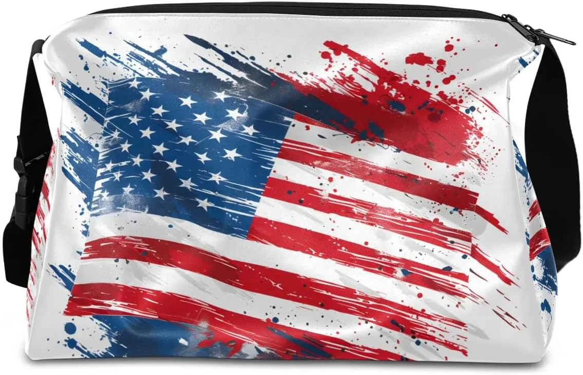 Weekend Bag America Patriotic Prints Lightweight Carry On Duffel Bag Waterproof Gym Bag Pu Leather Duffle Bag for Workout Travel Sport