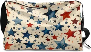 Weekend Bag America Patriotic Stars Prints Lightweight Carry On Duffel Bag Waterproof Gym Bag Pu Leather Duffle Bag for Workout Travel Sport