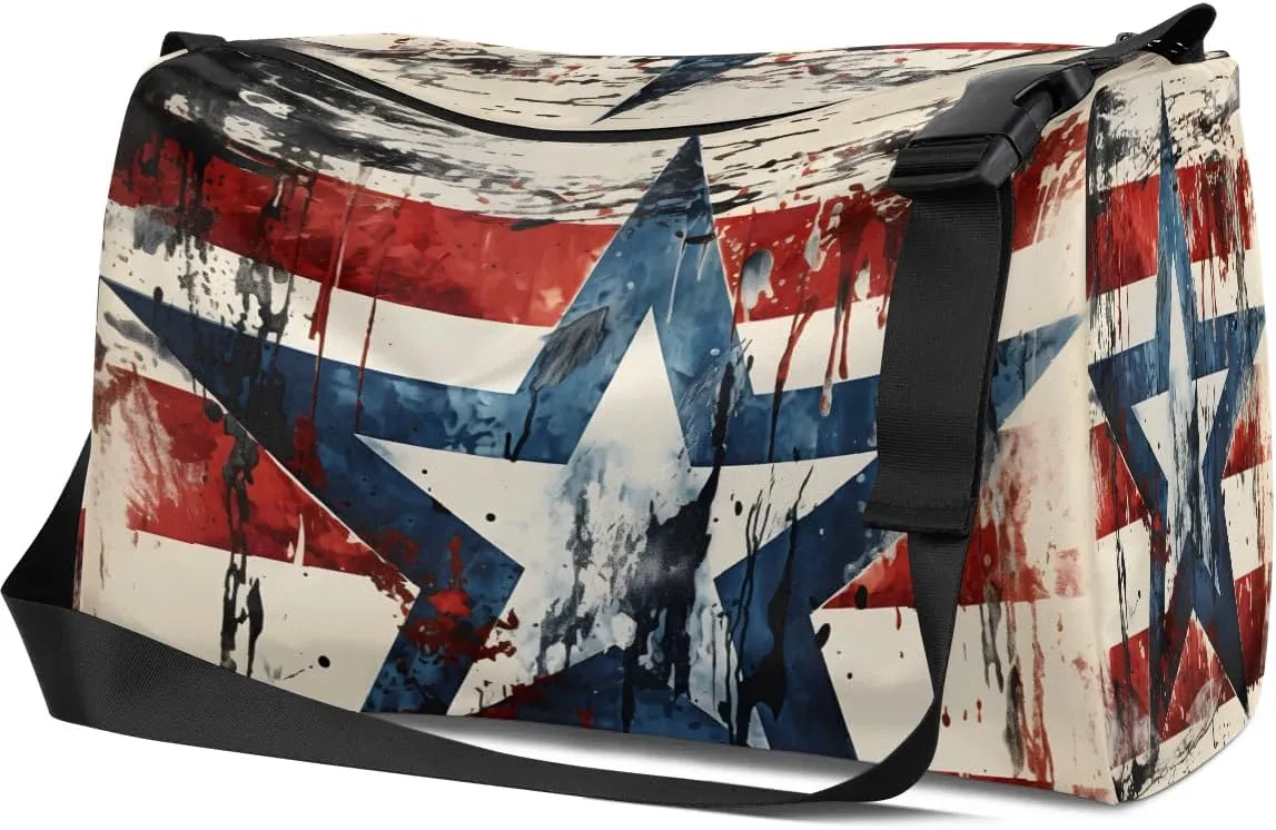 Weekend Bag Art Colorful Flag Pattern Lightweight Carry On Duffel Bag Waterproof Gym Bag Pu Leather Duffle Bag for Workout Travel Sport