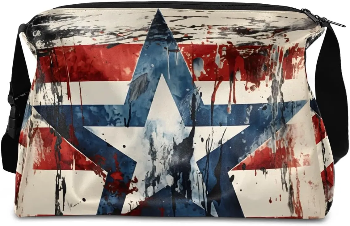 Weekend Bag Art Colorful Flag Pattern Lightweight Carry On Duffel Bag Waterproof Gym Bag Pu Leather Duffle Bag for Workout Travel Sport