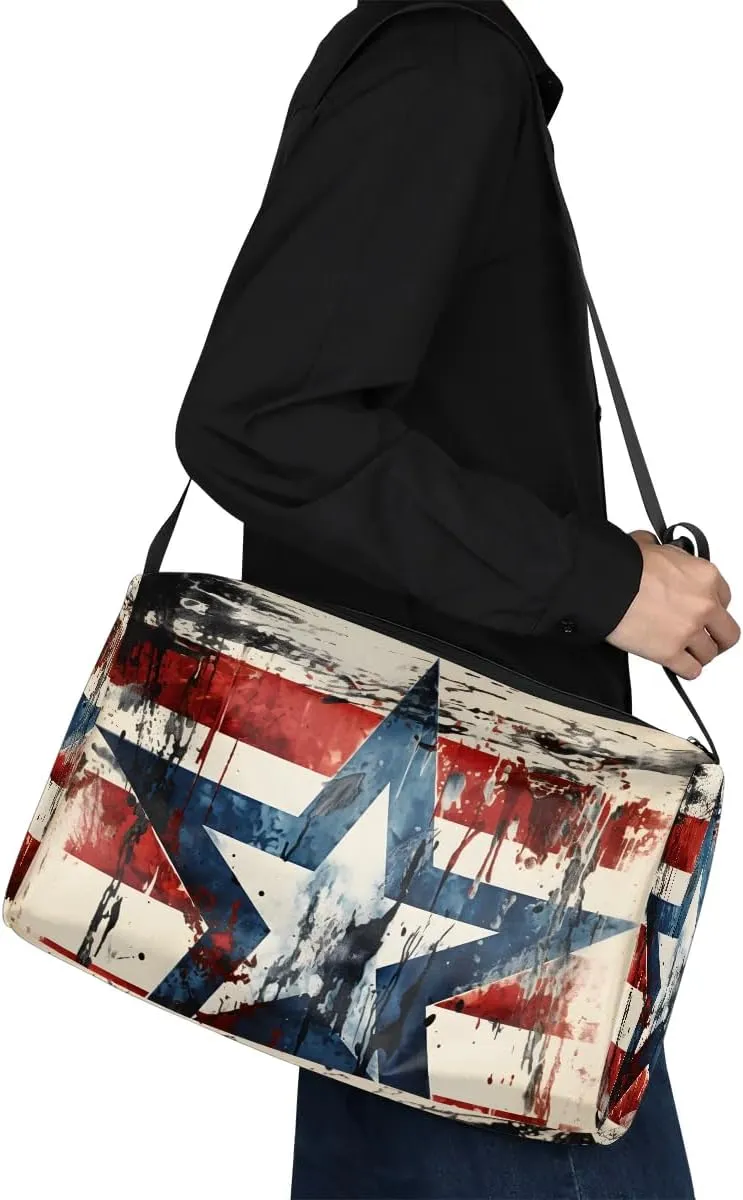 Weekend Bag Art Colorful Flag Pattern Lightweight Carry On Duffel Bag Waterproof Gym Bag Pu Leather Duffle Bag for Workout Travel Sport