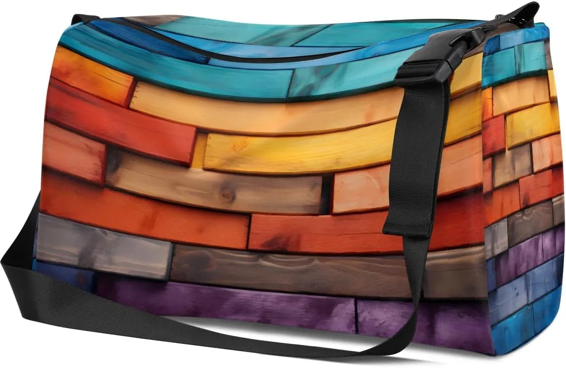 Weekend Bag Art Colorful Graceful Pattern Lightweight Carry On Duffel Bag Waterproof Gym Bag Pu Leather Duffle Bag for Workout Travel Sport