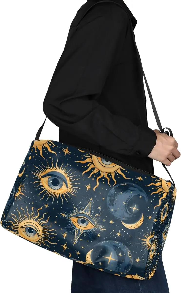 Weekend Bag Boho Eye Pattern Retro Lightweight Carry On Duffel Bag Waterproof Gym Bag Pu Leather Duffle Bag for Workout Travel Sport