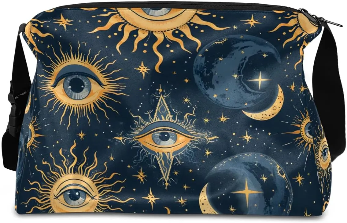 Weekend Bag Boho Eye Pattern Retro Lightweight Carry On Duffel Bag Waterproof Gym Bag Pu Leather Duffle Bag for Workout Travel Sport