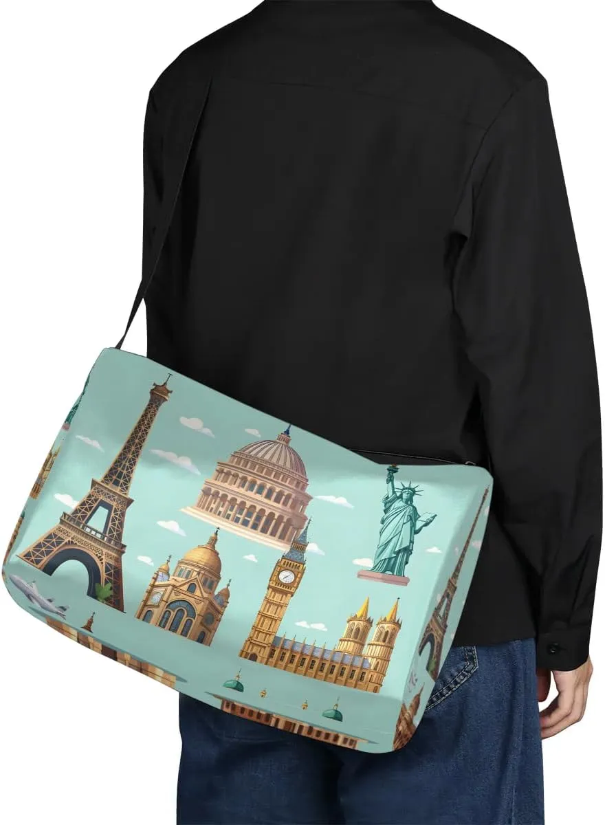 Weekend Bag City Famous Pattern Lightweight Carry On Duffel Bag Waterproof Gym Bag Pu Leather Duffle Bag for Workout Travel Sport