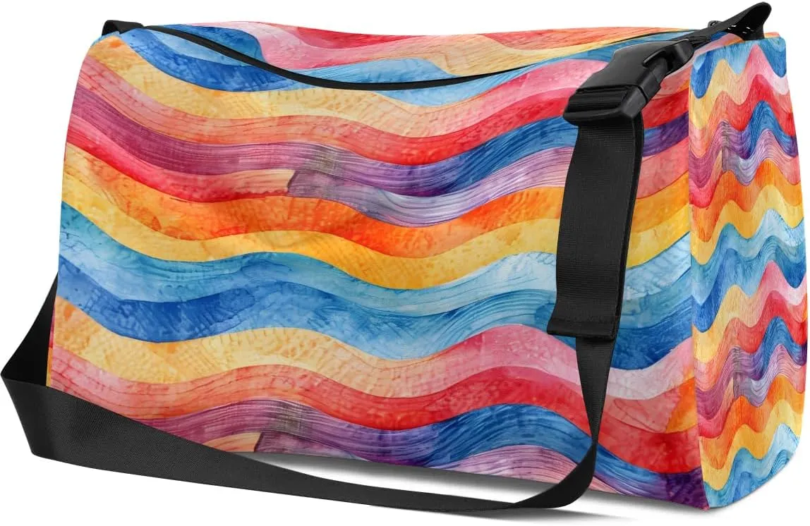 Weekend Bag Multicolor Streak Pattern Lightweight Carry On Duffel Bag Waterproof Gym Bag Pu Leather Duffle Bag for Workout Travel Sport
