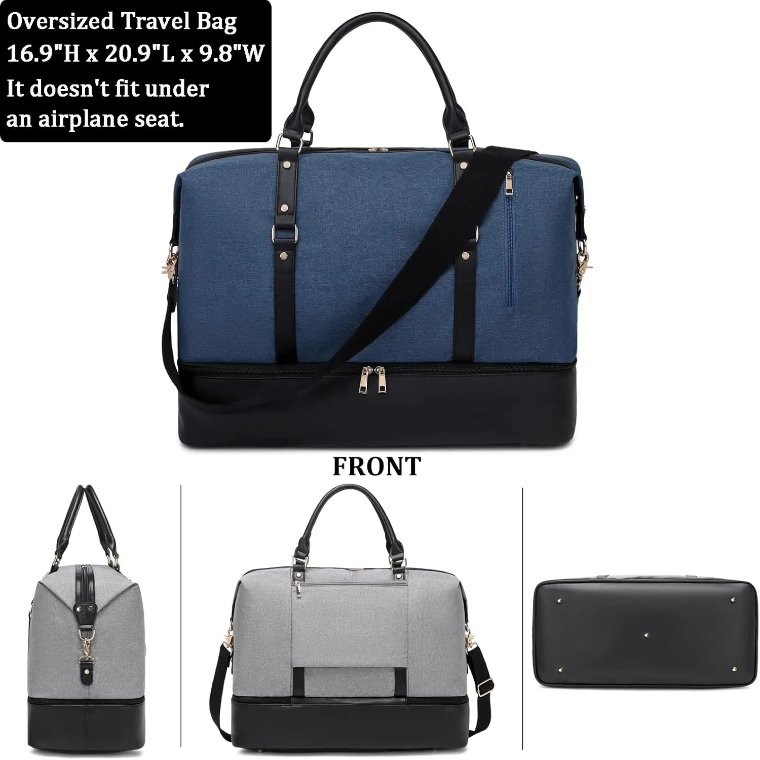 Weekender Bags for Women Oversized Travel Bag Womens Overnight Bag Mens Duffle Bag Large Size with Shoe Compartment