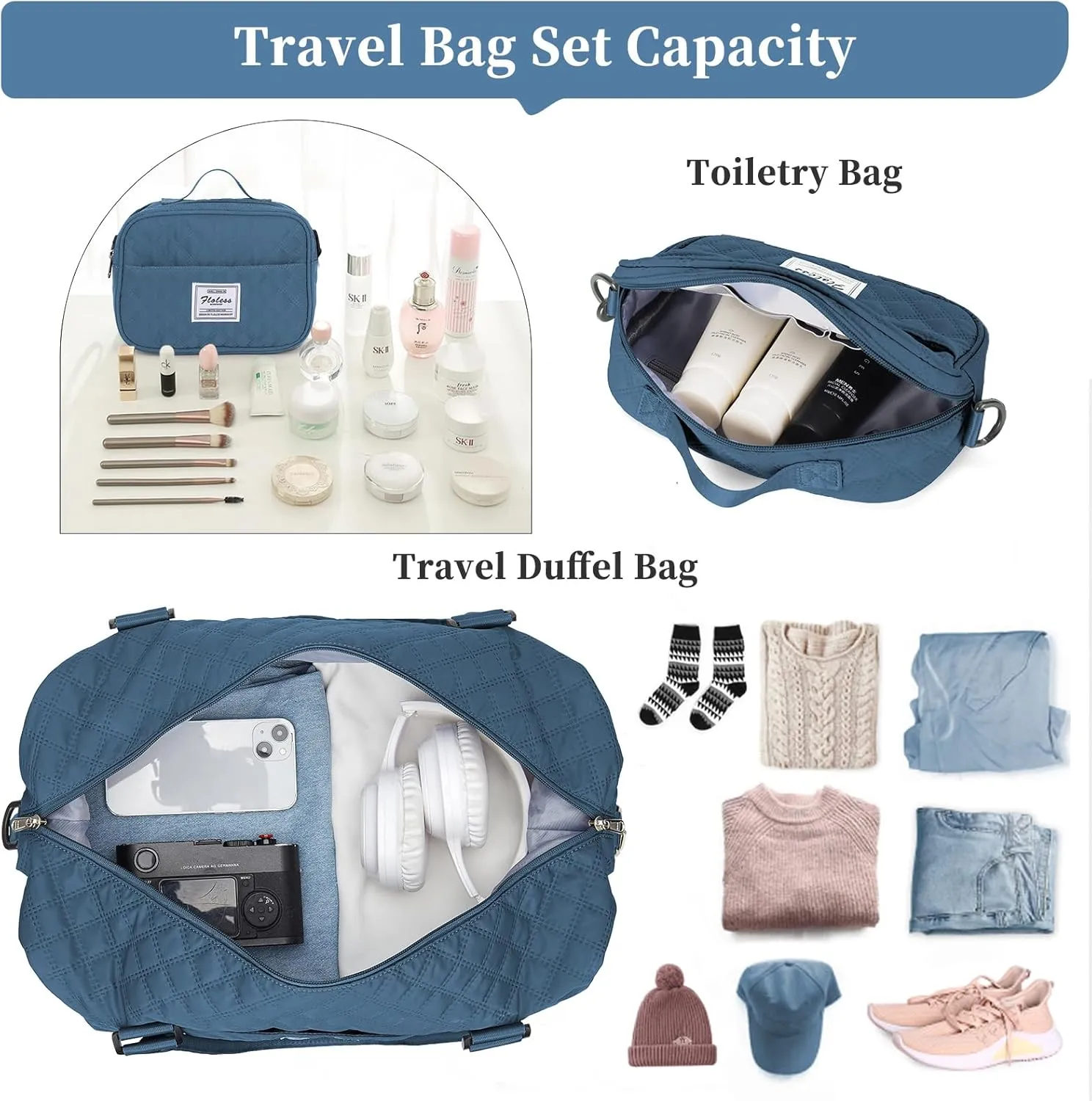 Weekender Bags for Women,Travel Duffel Bag with Shoes Compartment,Overnight Carry on Personal Item Bag with Toiletry Bag