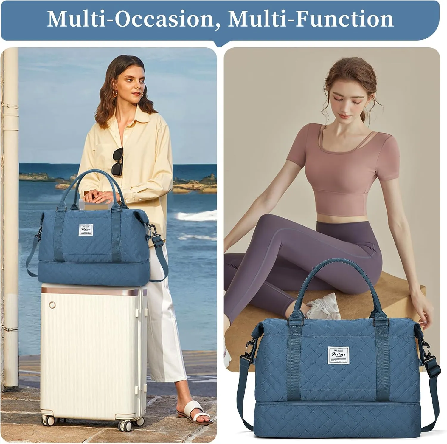Weekender Bags for Women,Travel Duffel Bag with Shoes Compartment,Overnight Carry on Personal Item Bag with Toiletry Bag