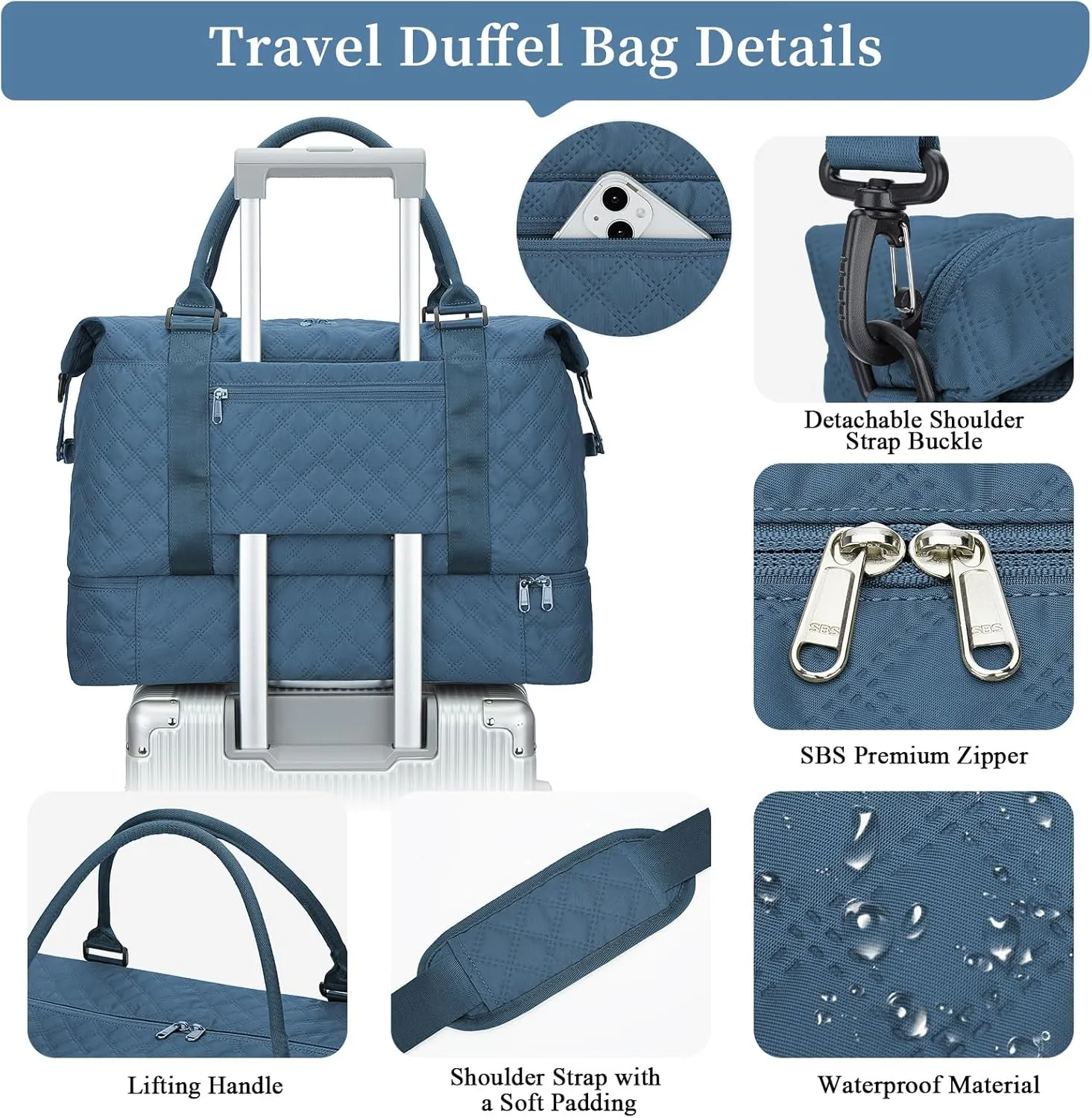 Weekender Bags for Women,Travel Duffel Bag with Shoes Compartment,Overnight Carry on Personal Item Bag with Toiletry Bag