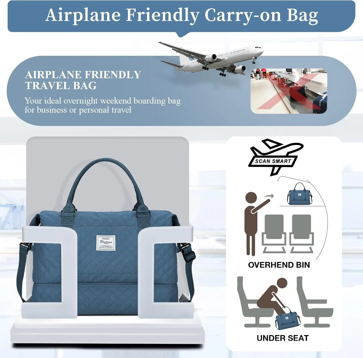 Weekender Bags for Women,Travel Duffel Bag with Shoes Compartment,Overnight Carry on Personal Item Bag with Toiletry Bag