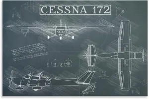 Westcsn Cessna 172 Airplane Sketch Canvas Art Poster And Wall Art Picture Print Modern Family Bedroom Decor Posters 08x12inch(20x30cm), Unframe-style