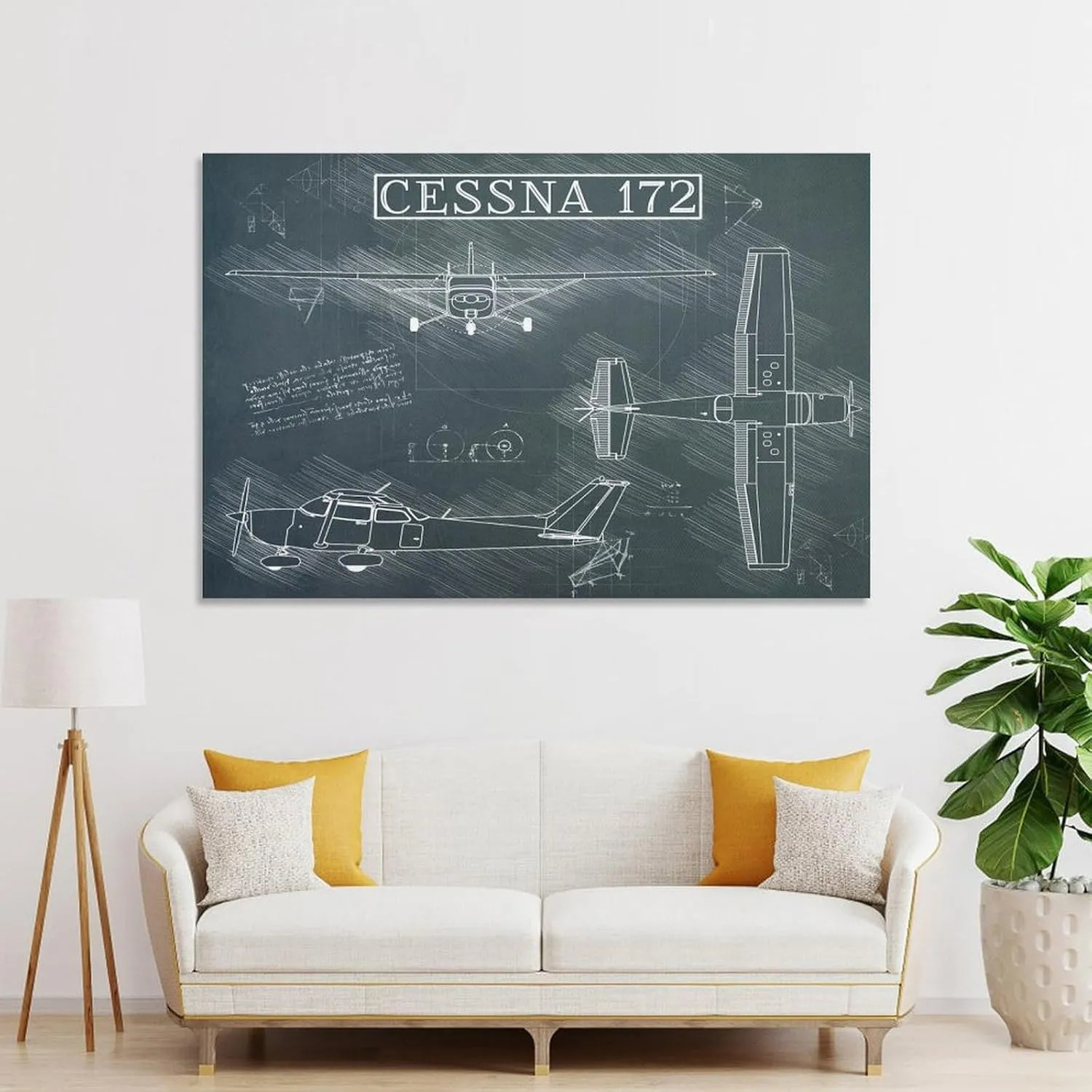 Westcsn Cessna 172 Airplane Sketch Canvas Art Poster And Wall Art Picture Print Modern Family Bedroom Decor Posters 08x12inch(20x30cm), Unframe-style