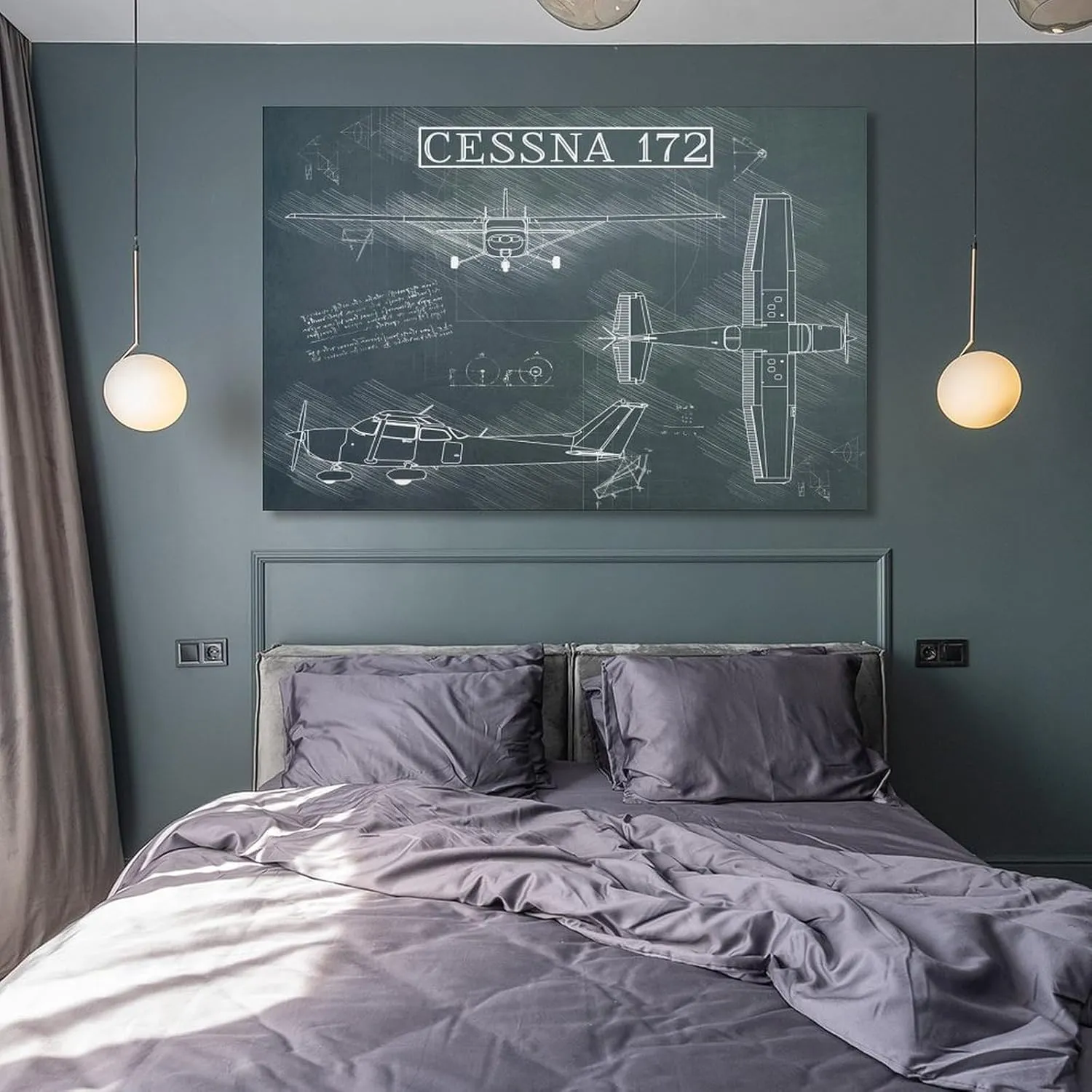 Westcsn Cessna 172 Airplane Sketch Canvas Art Poster And Wall Art Picture Print Modern Family Bedroom Decor Posters 08x12inch(20x30cm), Unframe-style