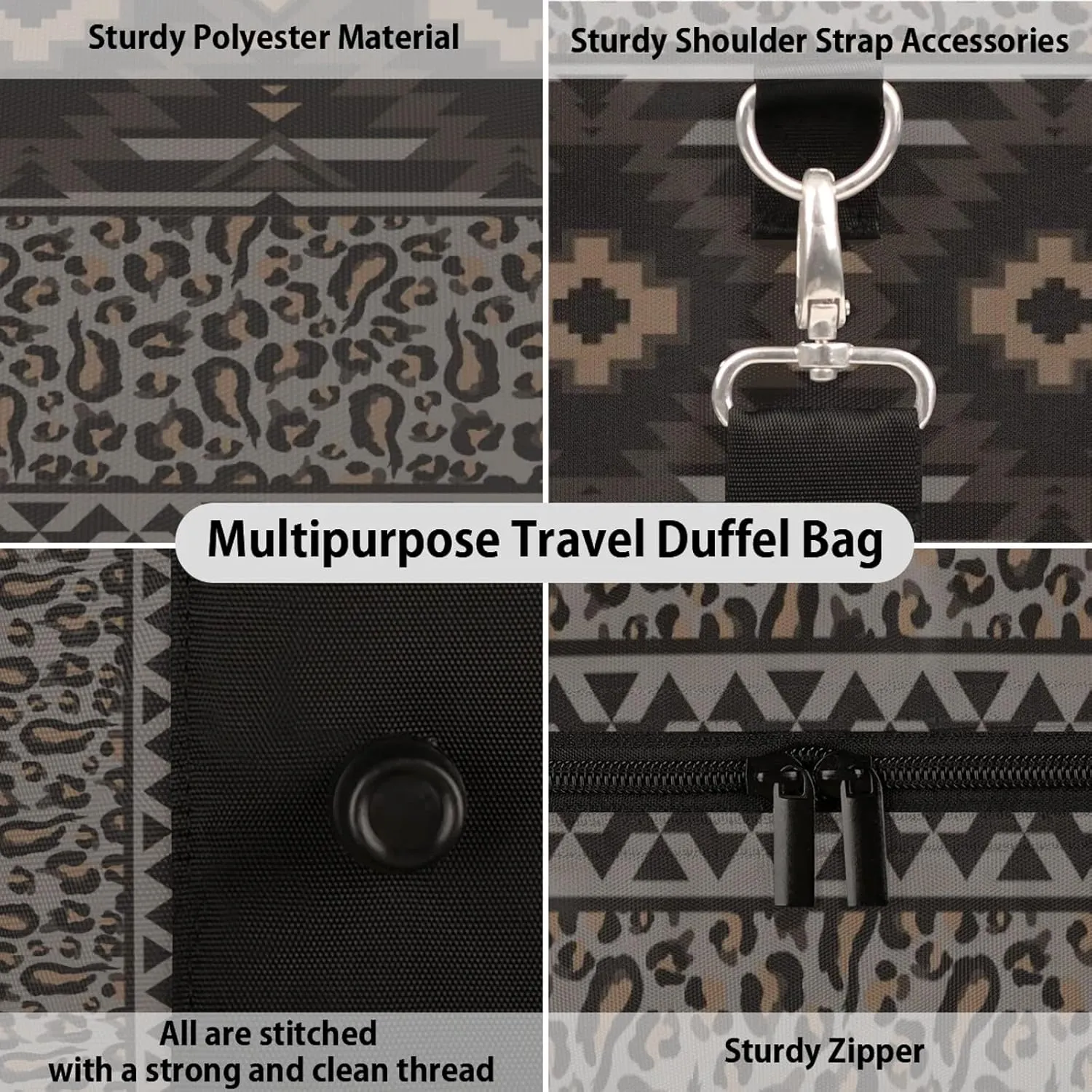 Western Boho Aztec Travel Duffle Bag for Women Men, Carry On Overnight Bag, Weekend Travel Duffel Tote Bags for Trips Sport Hospital