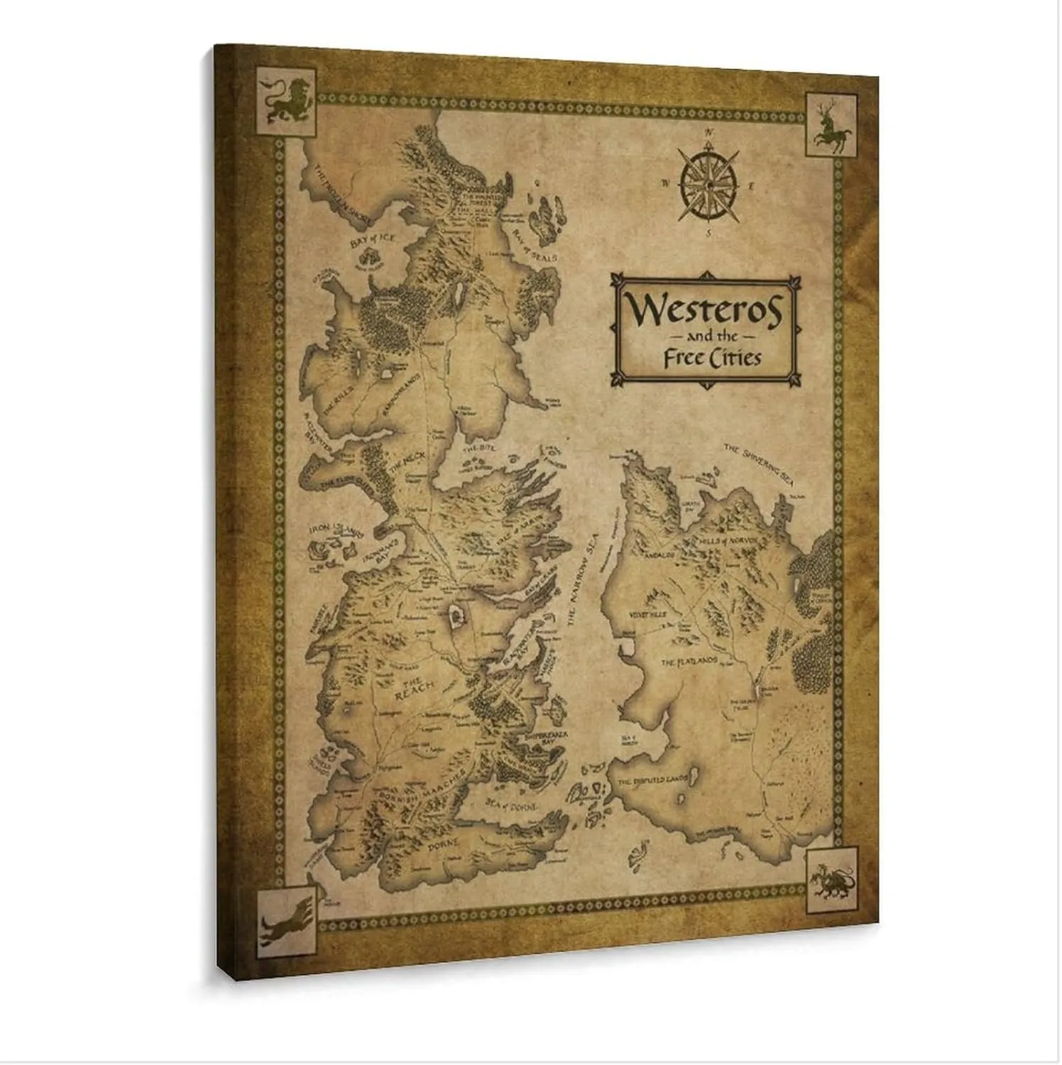 Westeros And Essos Map Poster (3) Wall Poster Art Canvas Printing Living Room Office Bedroom Aesthetic Poster 12x16inch(30x40cm) Frame-style