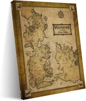 Westeros And Essos Map Poster (3) Wall Poster Art Canvas Printing Living Room Office Bedroom Aesthetic Poster 12x16inch(30x40cm) Frame-style