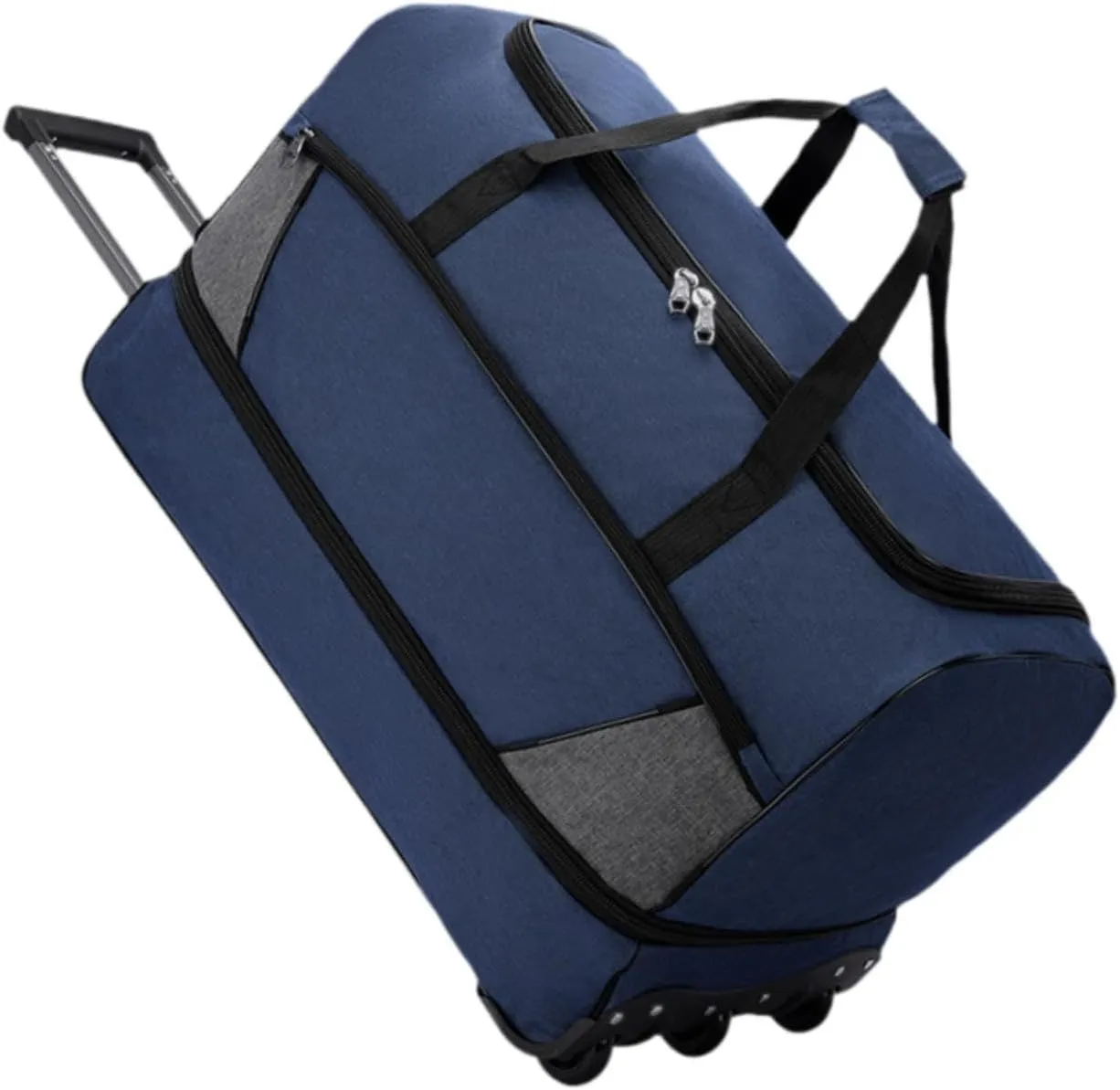 Wheeled Travel Duffel Bag with Compartments for Carrying Clothes, Blue M
