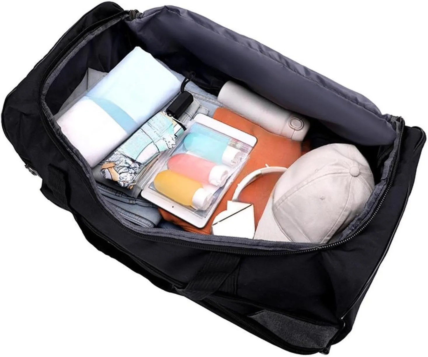 Wheeled Travel Duffel Bag with Compartments for Carrying Clothes, Blue M