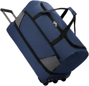 Wheeled Travel Duffel Bag with Compartments for Carrying Clothes, Blue M