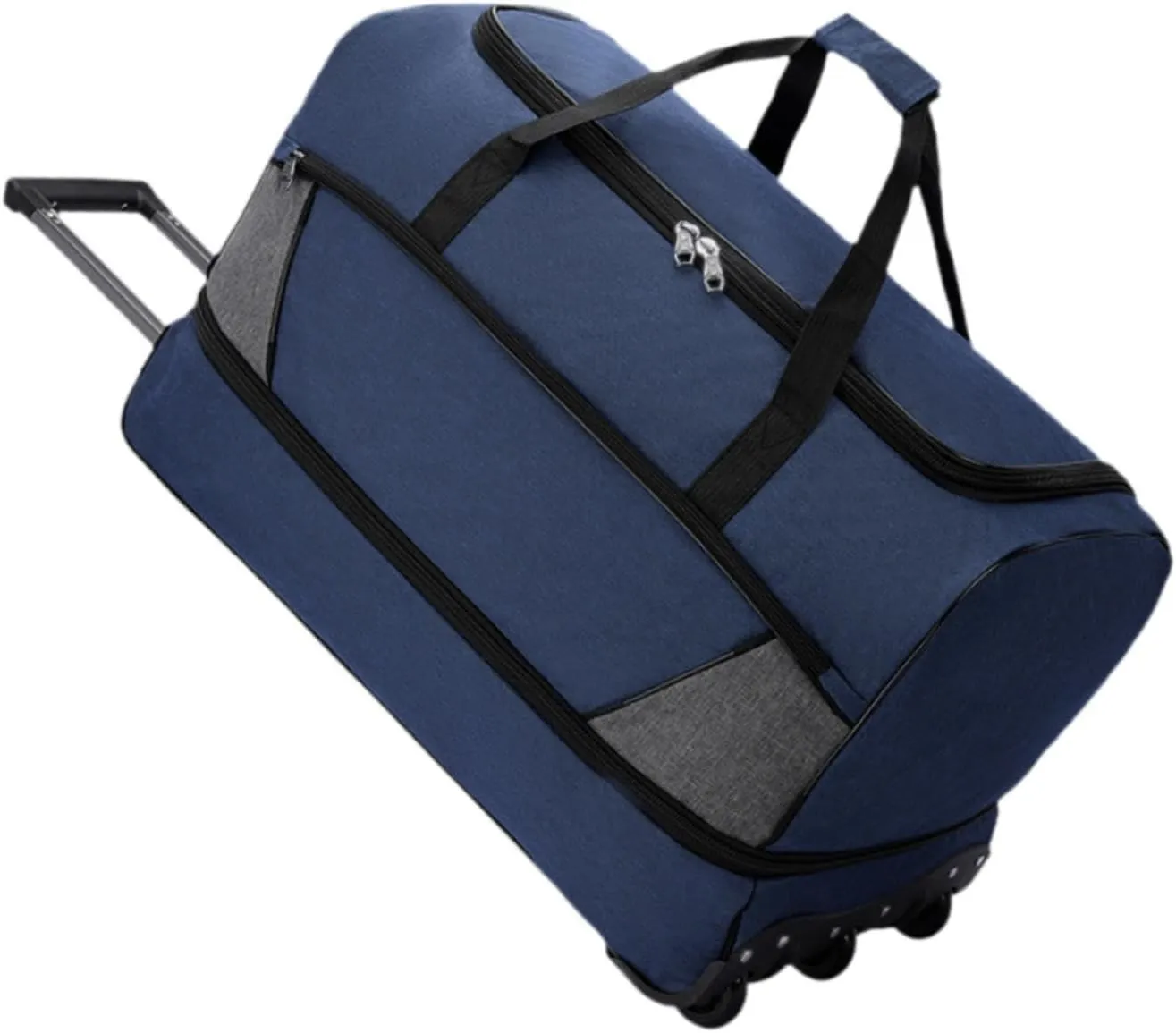 Wheeled Travel Duffel Bag with Compartments for Carrying Clothes, Blue M