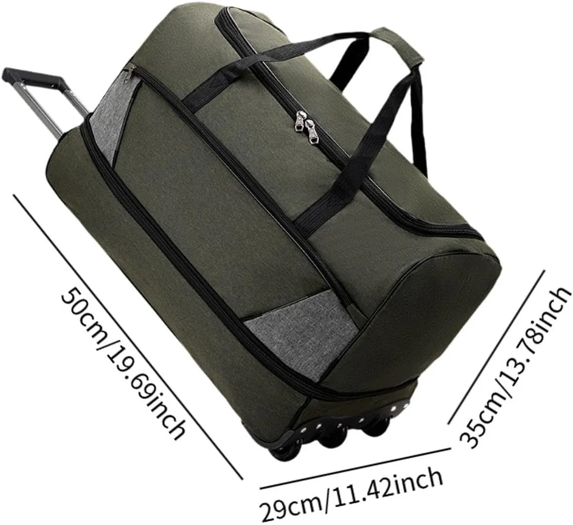 Wheeled Travel Duffel Bag with Compartments for Carrying Clothes, Green S