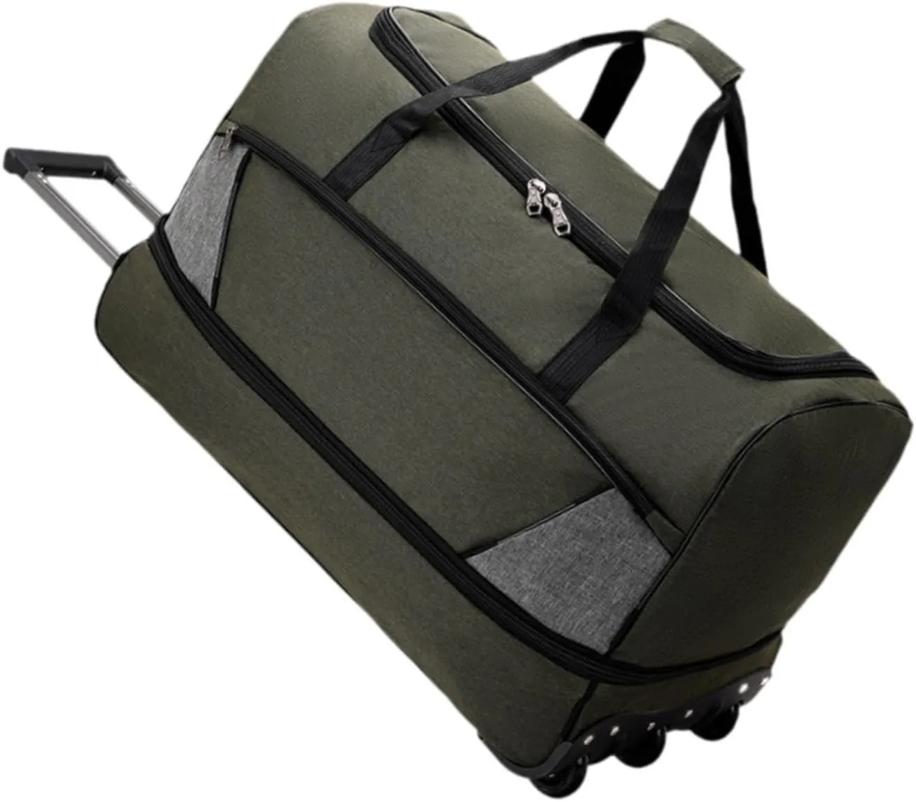 Wheeled Travel Duffel Bag with Compartments for Carrying Clothes, Green S