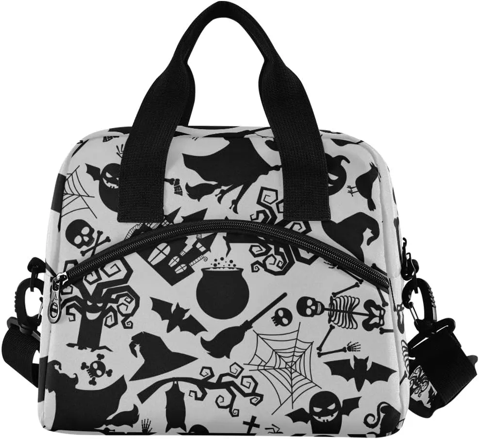 Witch Spider Halloween Lunch Bag for Women Men Insulated Lunch Box Tote Bag with Detachable Shoulder Strap & Carry Handle,Reusable Cooler Bag for Work School Picnic