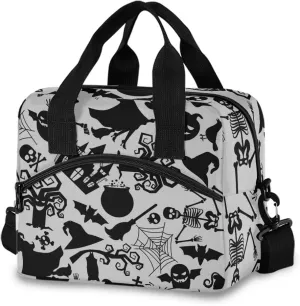 Witch Spider Halloween Lunch Bag for Women Men Insulated Lunch Box Tote Bag with Detachable Shoulder Strap & Carry Handle,Reusable Cooler Bag for Work School Picnic
