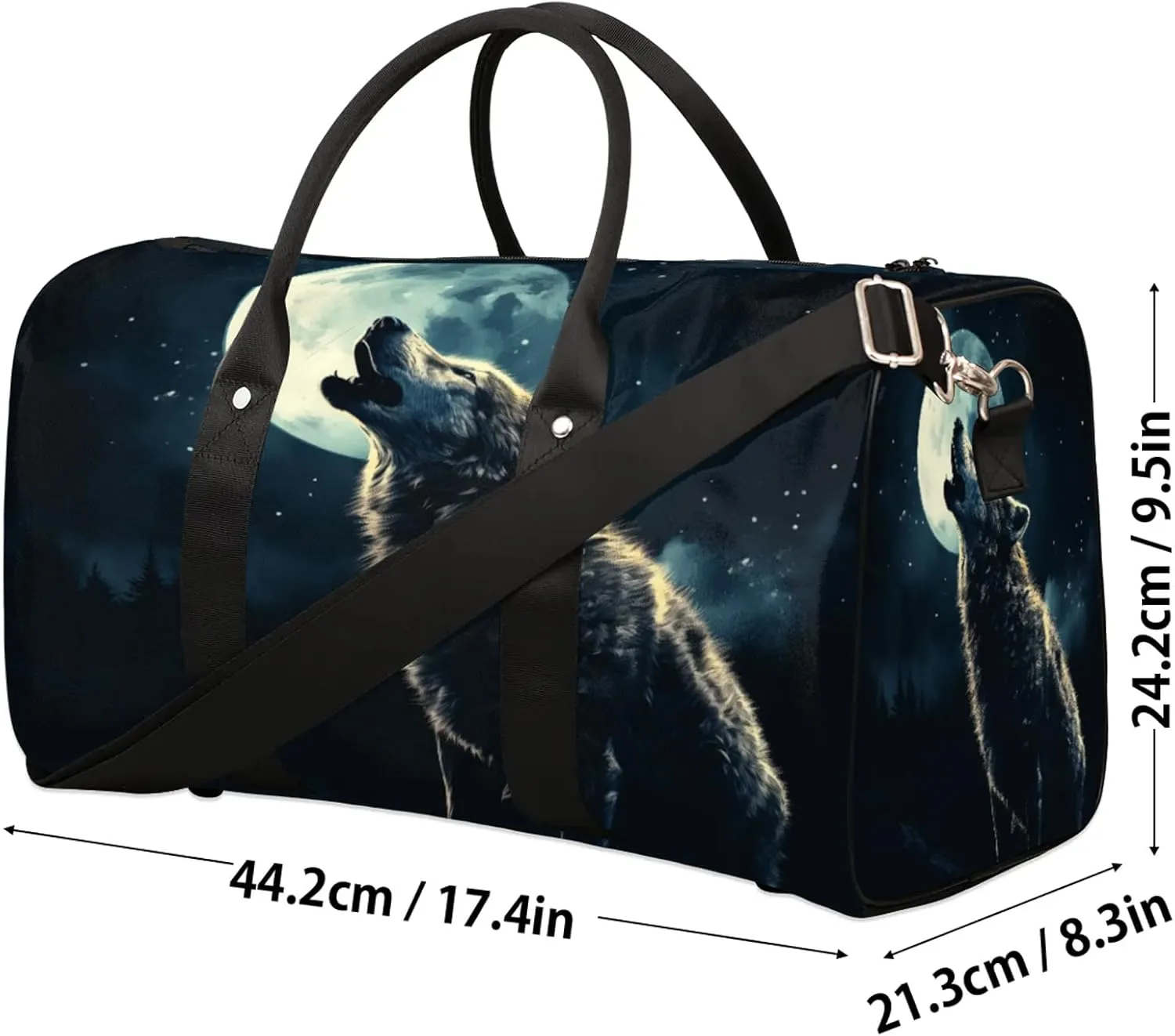 Wolf Animals Travel Bag for Men Women, Gym Duffle Bags for Travel, Carry On Luggage Bag, Weekender Overnight Workout Bags