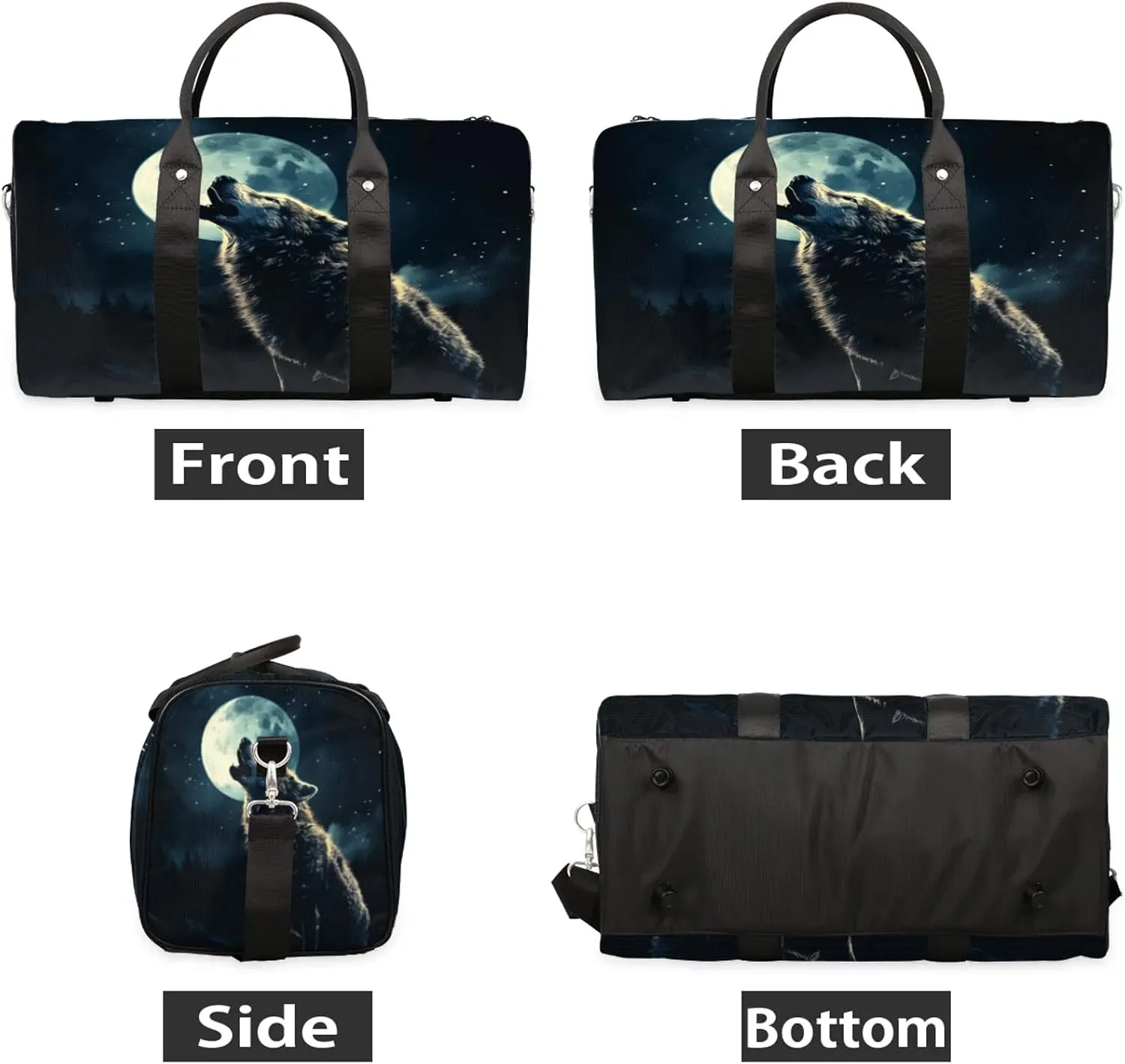 Wolf Animals Travel Bag for Men Women, Gym Duffle Bags for Travel, Carry On Luggage Bag, Weekender Overnight Workout Bags