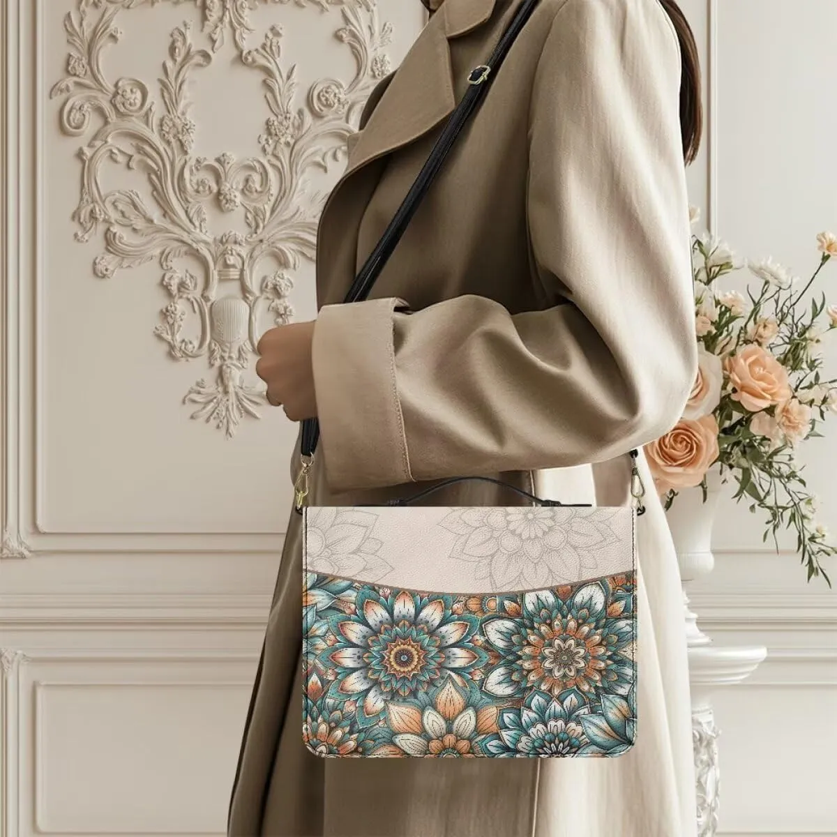 Women Bible Cover with Adjustable Strap Shoulder Strap Bag Bible Carrying Case for Church Services