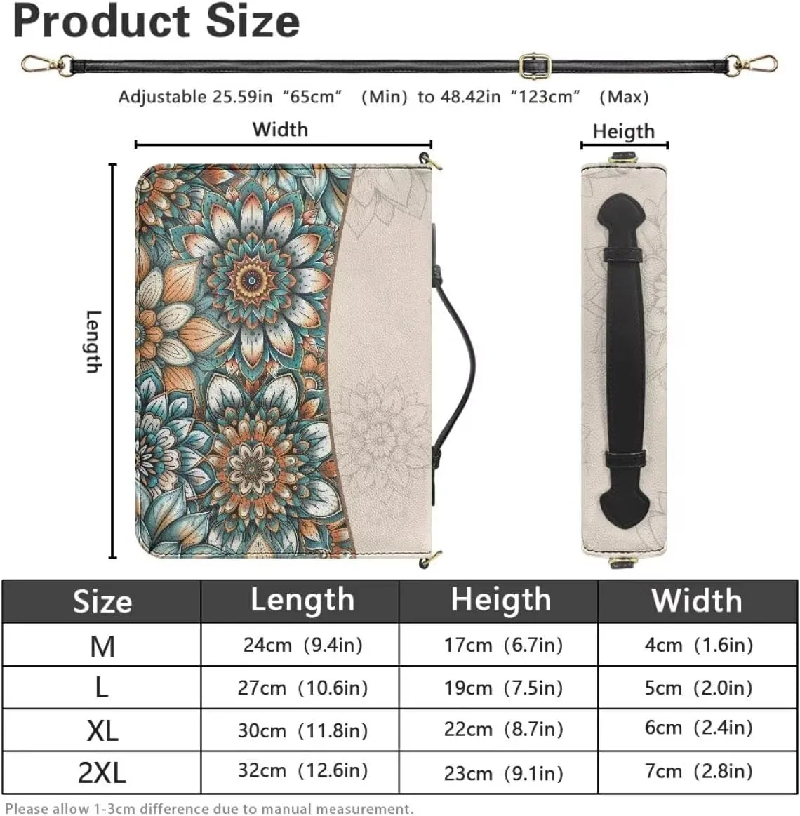 Women Bible Cover with Adjustable Strap Shoulder Strap Bag Bible Carrying Case for Church Services