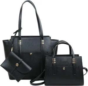 Women Fashion Handbags Tote Bag Shoulder Bag Wallet Messenger Bag for Ladies 3 Pcs Set