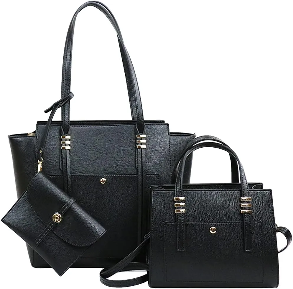 Women Fashion Handbags Tote Bag Shoulder Bag Wallet Messenger Bag for Ladies 3 Pcs Set