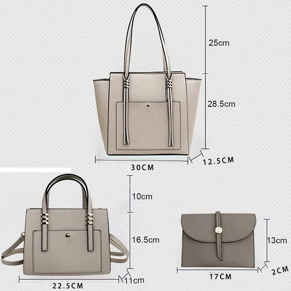 Women Fashion Handbags Tote Bag Shoulder Bag Wallet Messenger Bag for Ladies 3 Pcs Set