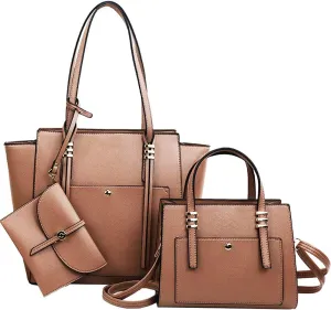 Women Fashion Handbags Tote Bag Shoulder Bag Wallet Messenger Bag for Ladies 3 Pcs Set