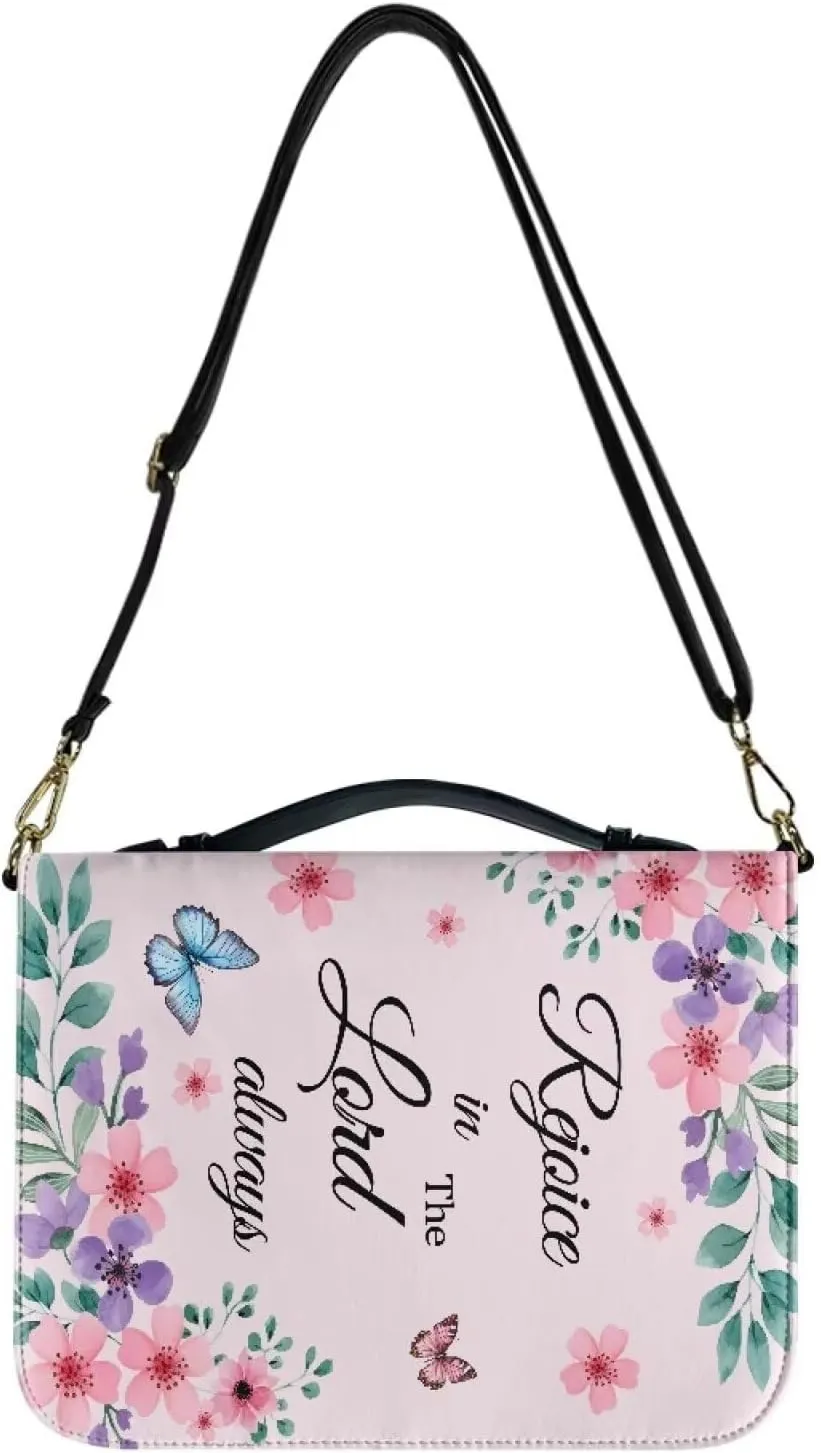 Women Men Bible Cover with Adjustable Strap Shoulder Strap Bag Bible Carrying Case for Church Services Bible Case