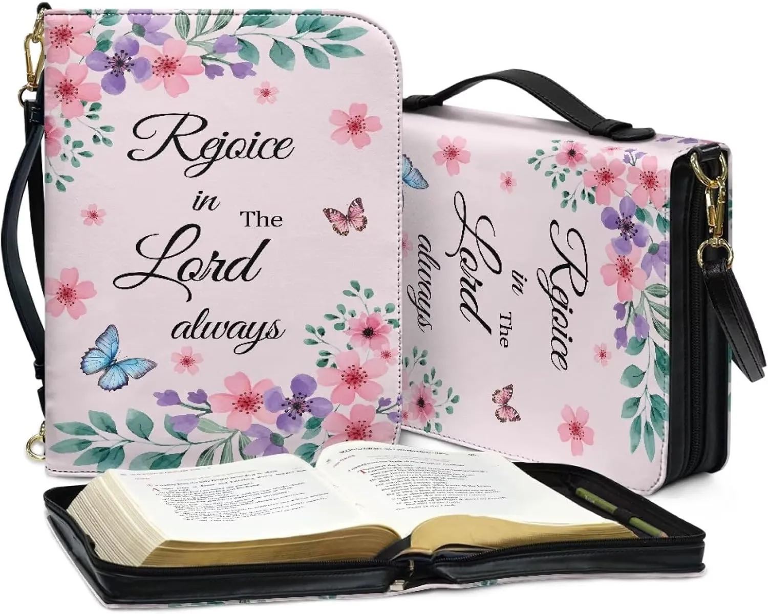 Women Men Bible Cover with Adjustable Strap Shoulder Strap Bag Bible Carrying Case for Church Services Bible Case
