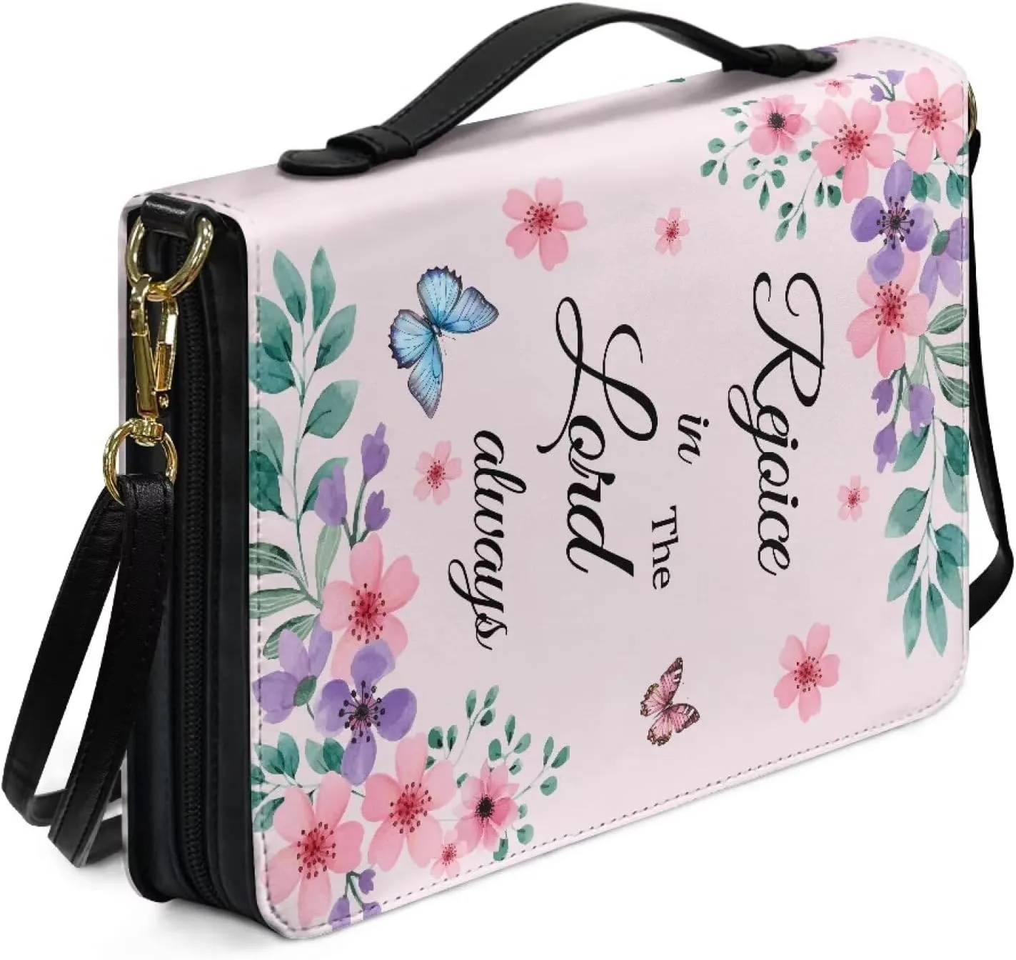 Women Men Bible Cover with Adjustable Strap Shoulder Strap Bag Bible Carrying Case for Church Services Bible Case