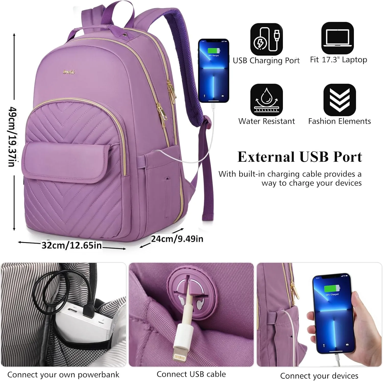 Women's 17.3" Laptop Backpack for Work, Travel & School - Gym & Uni Bag for Girls