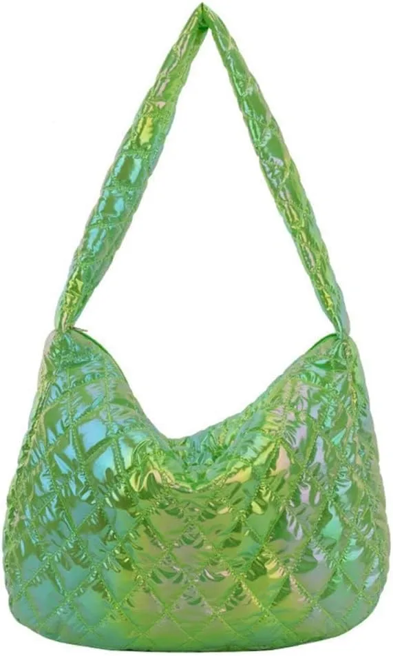 Women's Quilted Shoulder Bag Padded Tote Bag Large Capacity Hobo Purse Lightweight Nylon Padding Handbag