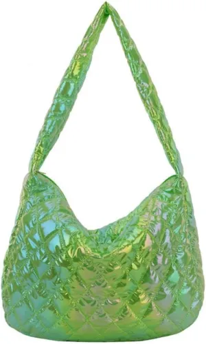 Women's Quilted Shoulder Bag Padded Tote Bag Large Capacity Hobo Purse Lightweight Nylon Padding Handbag