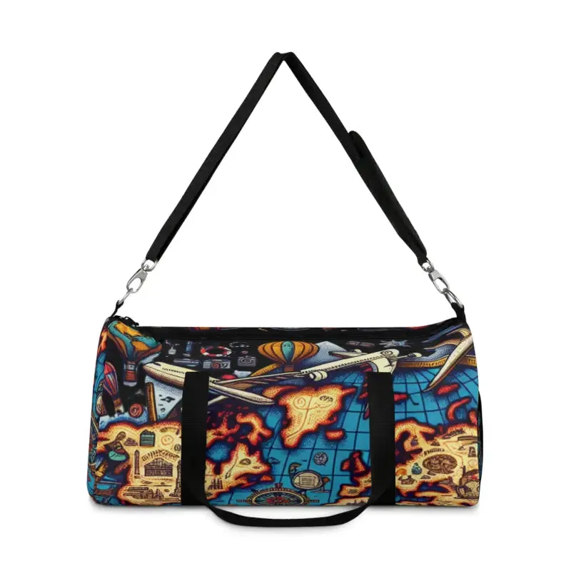World Map Duffel Bag Made with Polyester Oxford Canvas