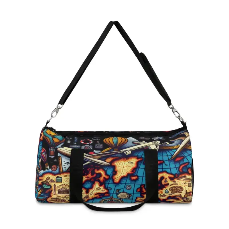 World Map Duffel Bag Made with Polyester Oxford Canvas
