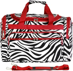 World Traveler Animal Prints 19-inch Duffel Bag, Red Trim Zebra