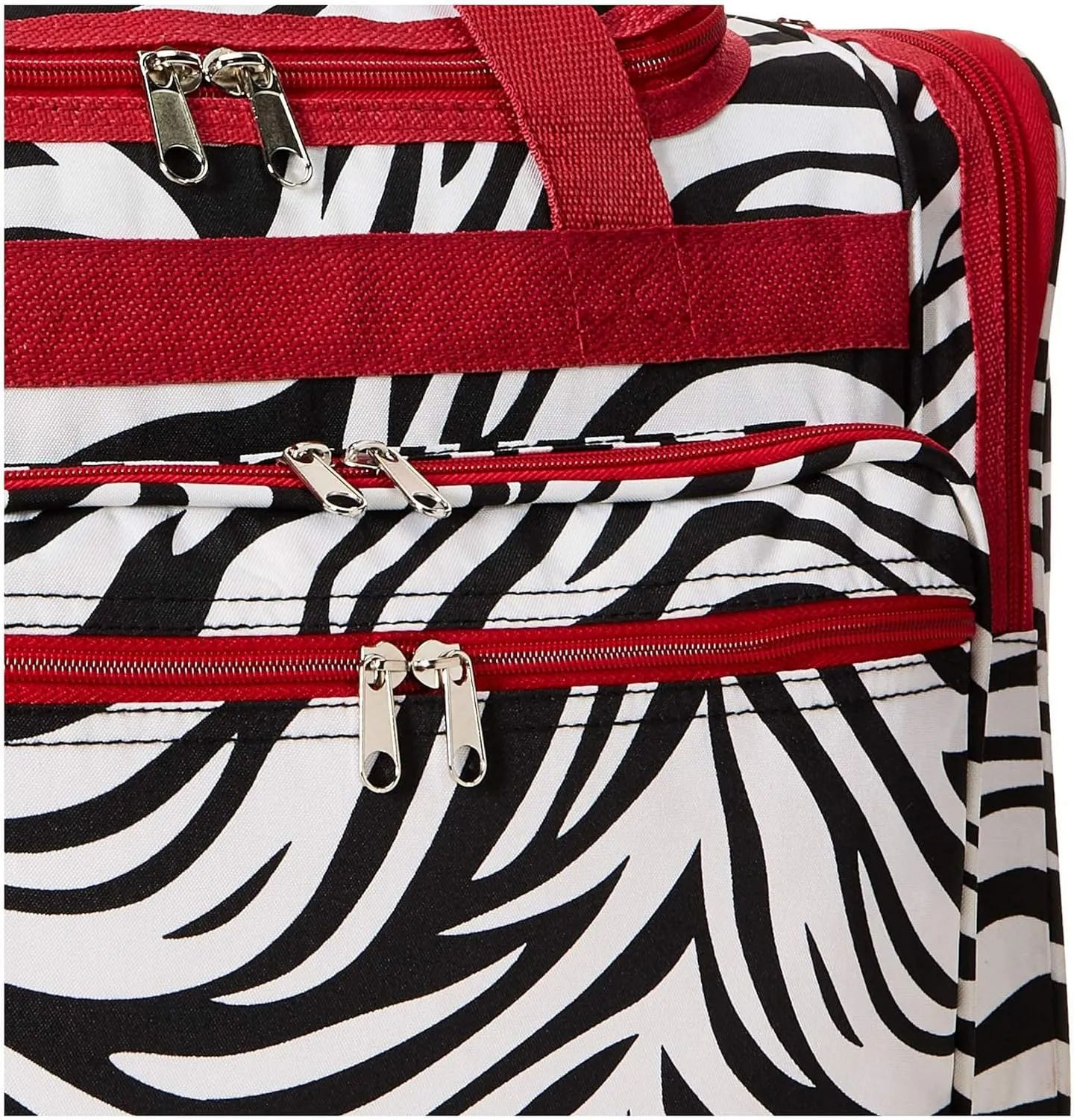World Traveler Animal Prints 19-inch Duffel Bag, Red Trim Zebra