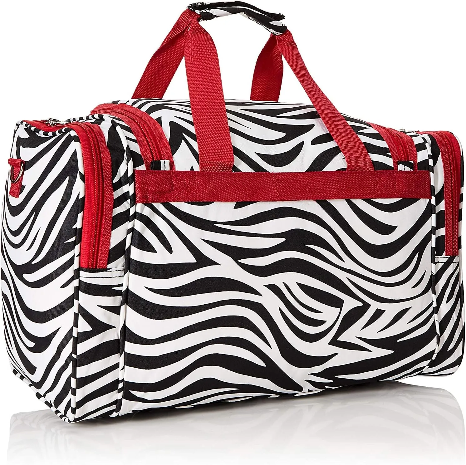 World Traveler Animal Prints 19-inch Duffel Bag, Red Trim Zebra
