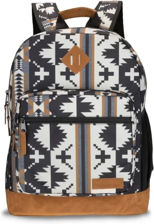 Wrangler Yellowstone Sturdy Backpack for Travel Classic Logo Water Resistant Casual Daypack for Travel with Padded Laptop Notebook Sleeve (Out West)